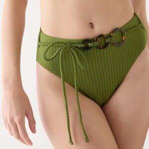 J. Crew Wide-rib high-rise green bikini bottom
